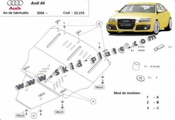 Steel skid plate for Audi A6