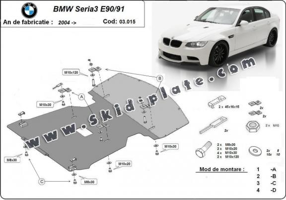 Steel skid plate for BMW Seria 3 E90/91