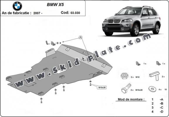 Steel skid plate for BMW X5