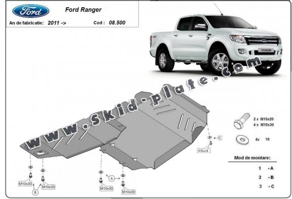 Steel skid plate for Ford Ranger