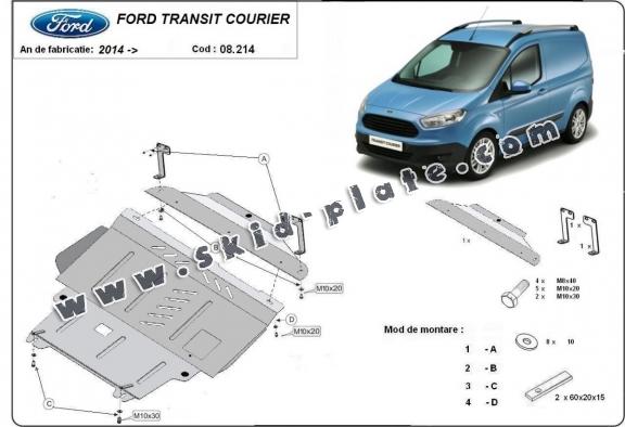 Steel skid plate for Ford Transit Courier