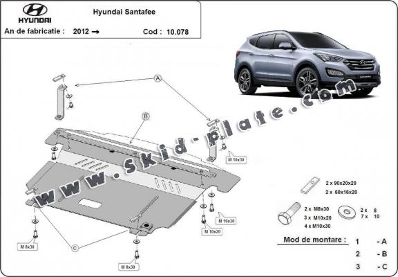 Steel skid plate for Hyundai Santa Fe