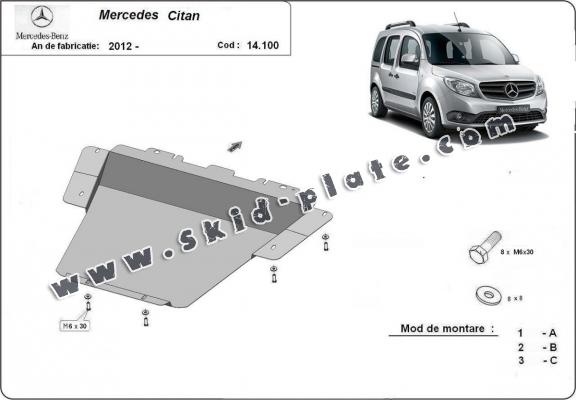 Steel skid plate for Mercedes Citan