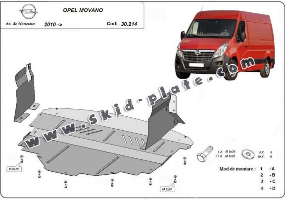 Steel skid plate for Opel Movano