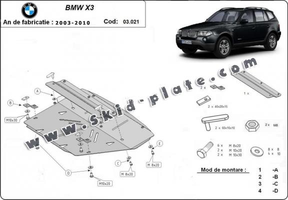 Steel radiator skid plate for BMW X3