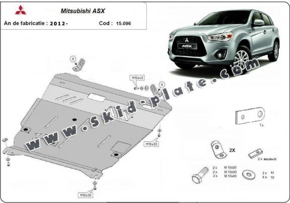 Steel skid plate for the protection of the engine and the gearbox for Mitsubishi ASX