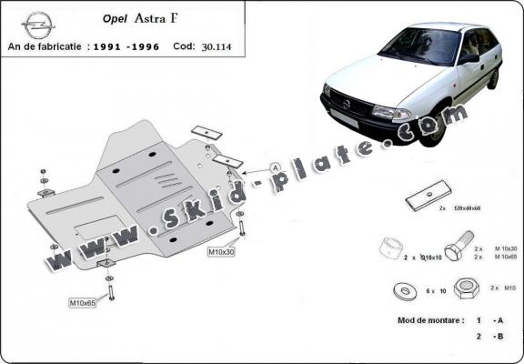 Steel skid plate for Opel Astra F