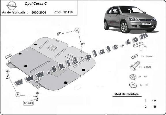 Steel skid plate for Opel Corsa C