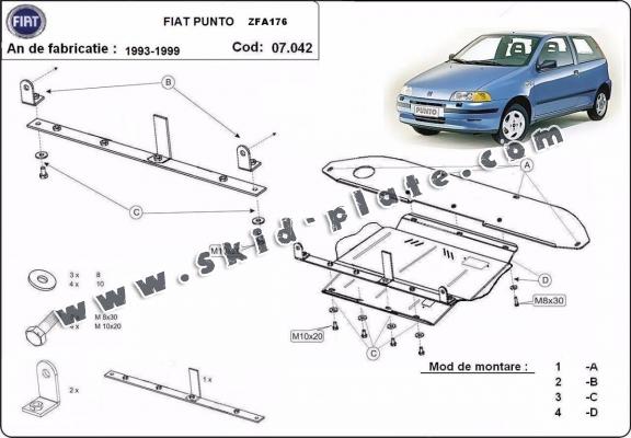 Steel skid plate for Fiat Punto