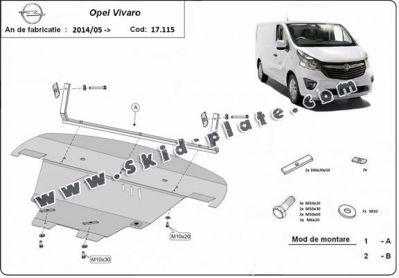 Steel skid plate for Opel Vivaro