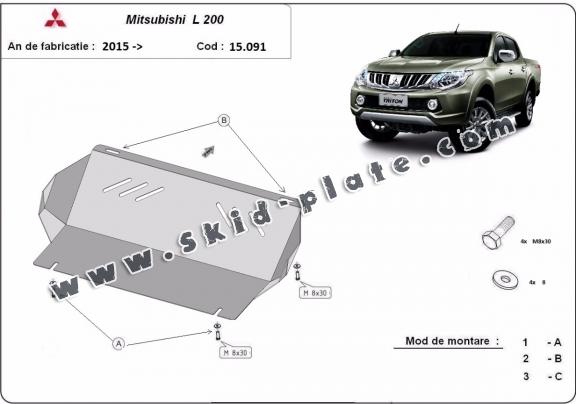 Steel radiator skid plate for Mitsubishi L200