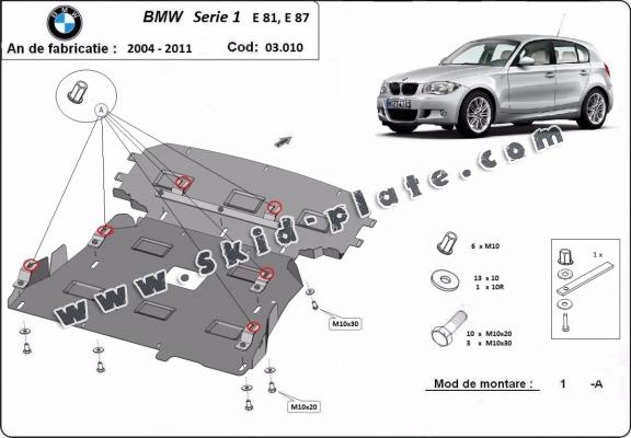 Steel skid plate for BMW Seria 1 E81;E87;E82