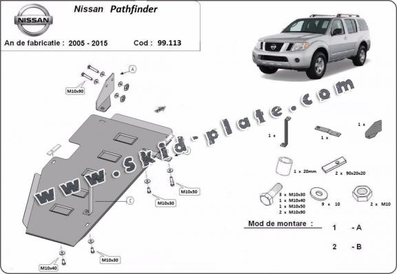 Steel fuel tank skid plate  for Nissan Pathfinder R51