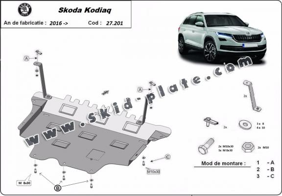 Steel skid plate for Skoda Kodiaq