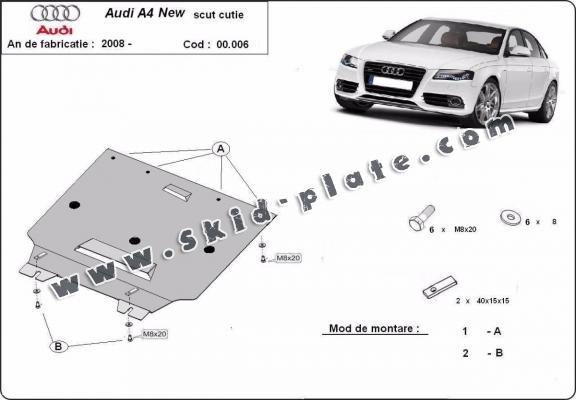 Steel gearbox skid plate for Audi A4 4 B8