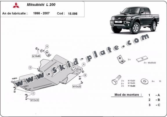 Steel skid plate for Mitsubishi L200