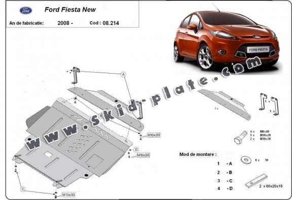 Steel skid plate for Ford Fiesta