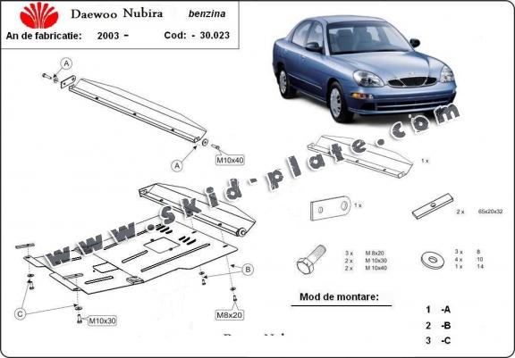 Steel skid plate for Daewoo Nubira