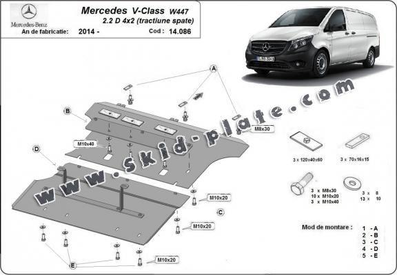 Steel skid plate forMercedes V-Class W447 2.2 D, 4x2 