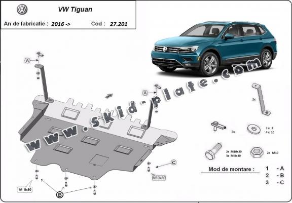 Steel skid plate for Vw Tiguan