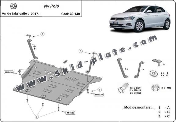 Steel skid plate for VW Polo