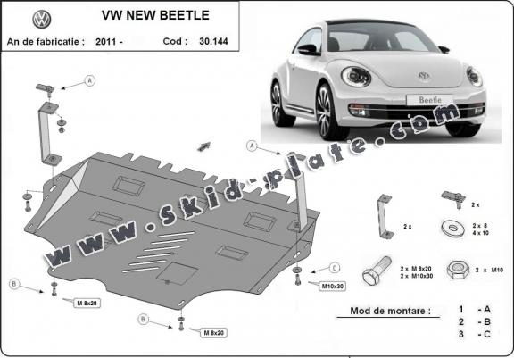 Steel skid plate for Volkswagen New Beetle