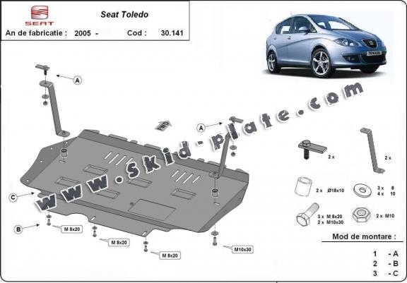 Steel skid plate for Seat Toledo 3