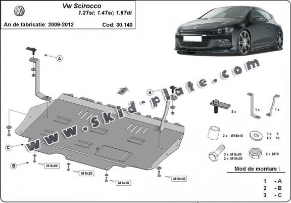 Steel skid plate for Volkswagen Scirocco