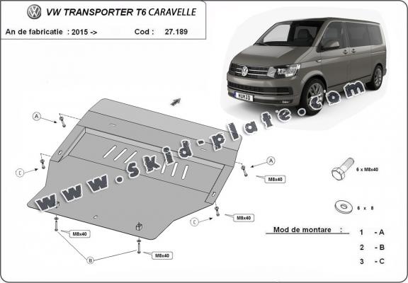 Steel skid plate for Volkswagen Transporter T6 Caravelle