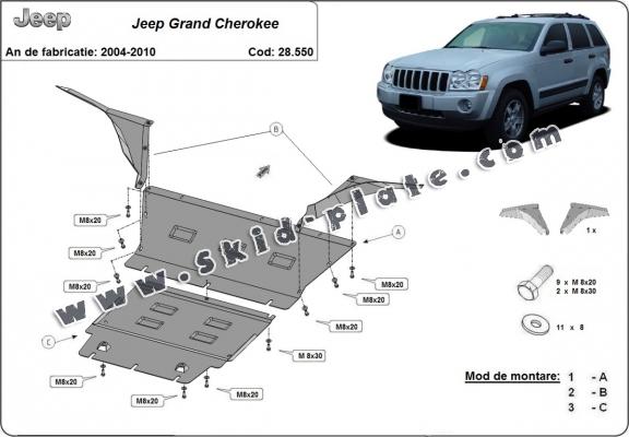 Steel skid plate for Jeep Grand Cherokee