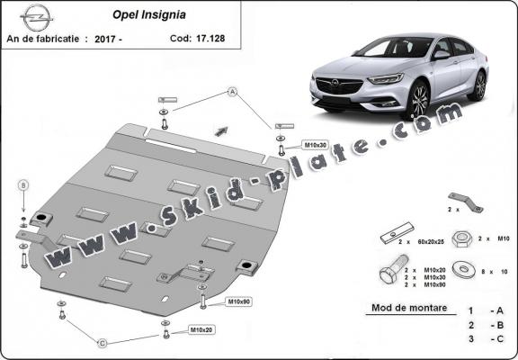 Steel skid plate for Opel Insignia B