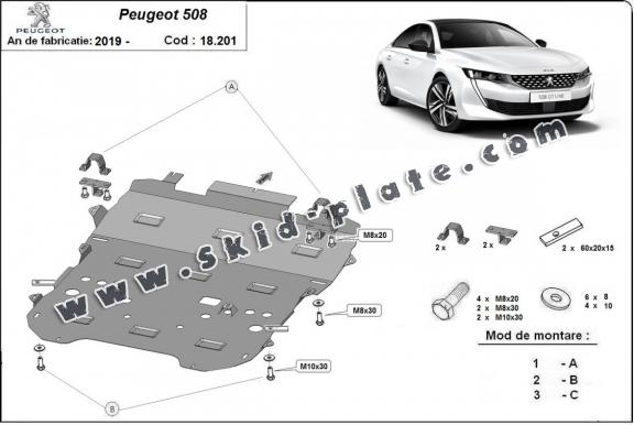 Steel skid plate for Peugeot 508