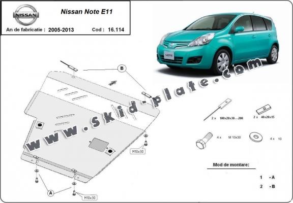 Steel skid plate for Nissan Note