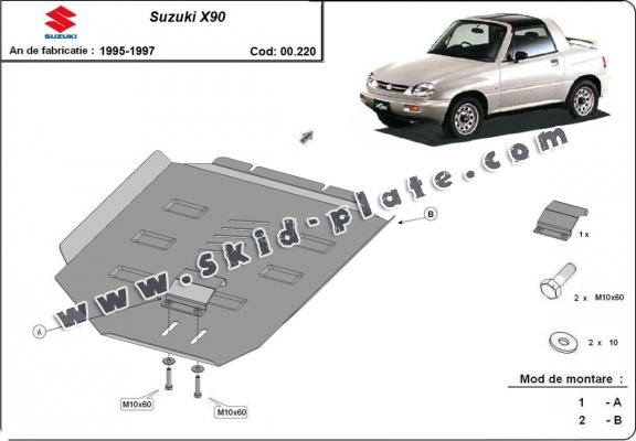 Steel gearbox skid plate for Suzuki X90