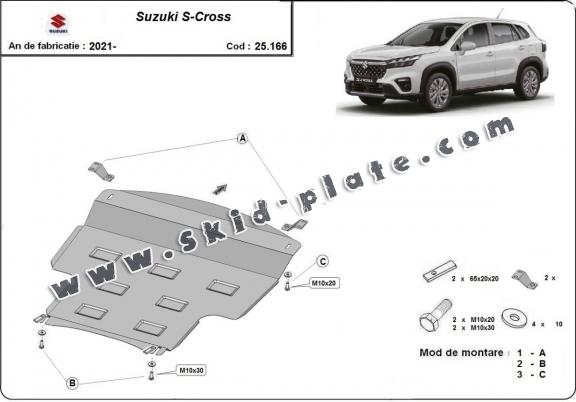 Steel skid plate for the protection of the engine and the gearbox for Suzuki S-Cross