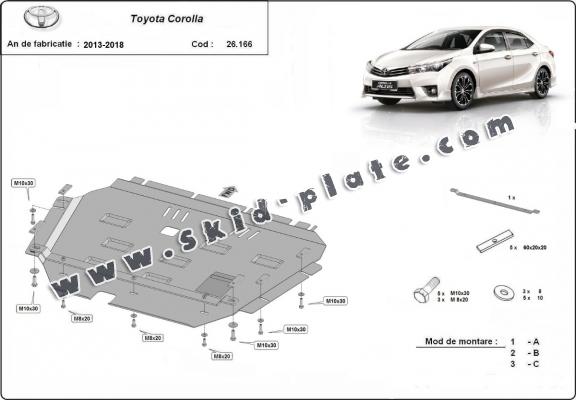 Steel skid plate for Toyota Corolla