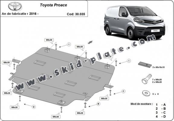 Steel skid plate for Toyota Proace