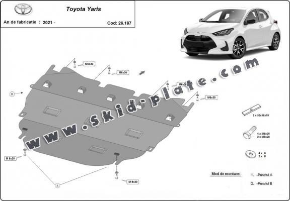 Steel skid plate for Toyota Yaris XP210