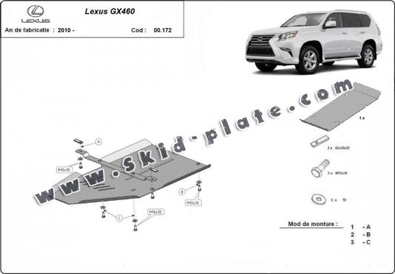 Steel gearbox skid plate for Lexus GX460