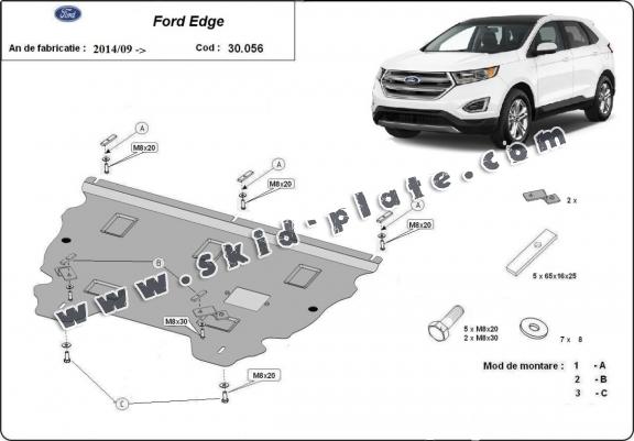 Steel skid plate for the protection of the engine and the gearbox for Ford Edge