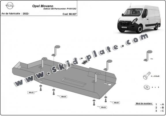 Steel AdBlue tank plate Opel Movano