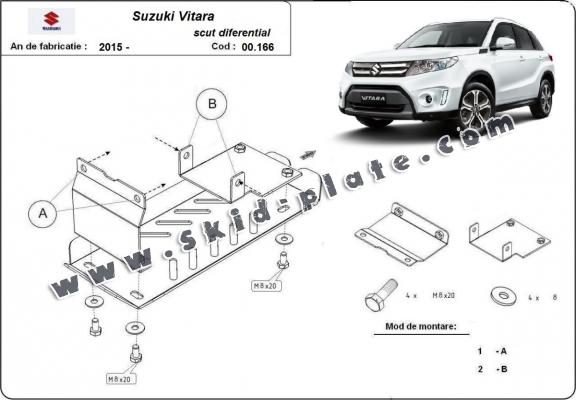 Aluminum diferential skid plate for Suzuki Vitara