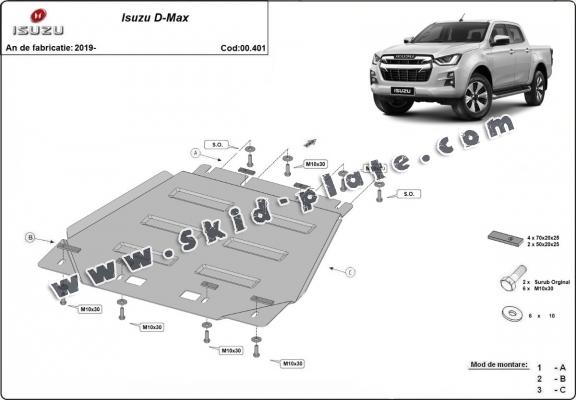 Steel gearbox skid plate for Isuzu D-Max