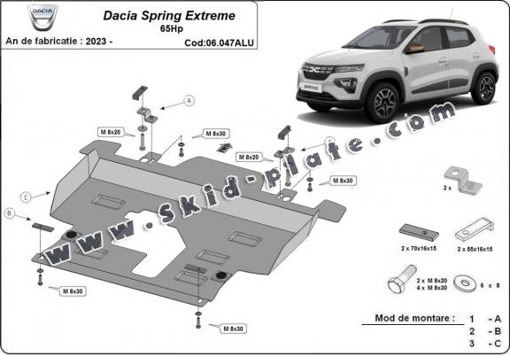 Aluminium skid plate for Dacia Spring Extreme