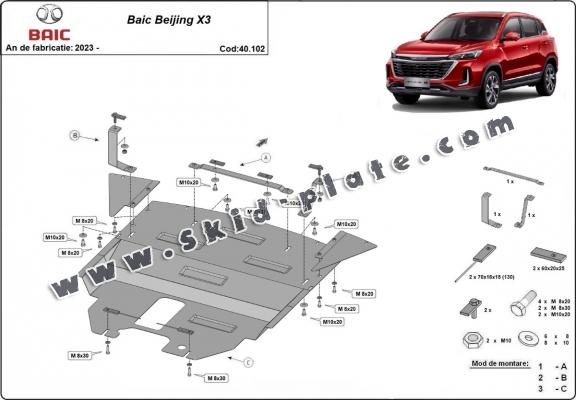 Steel skid plate for Baic Beijing X3